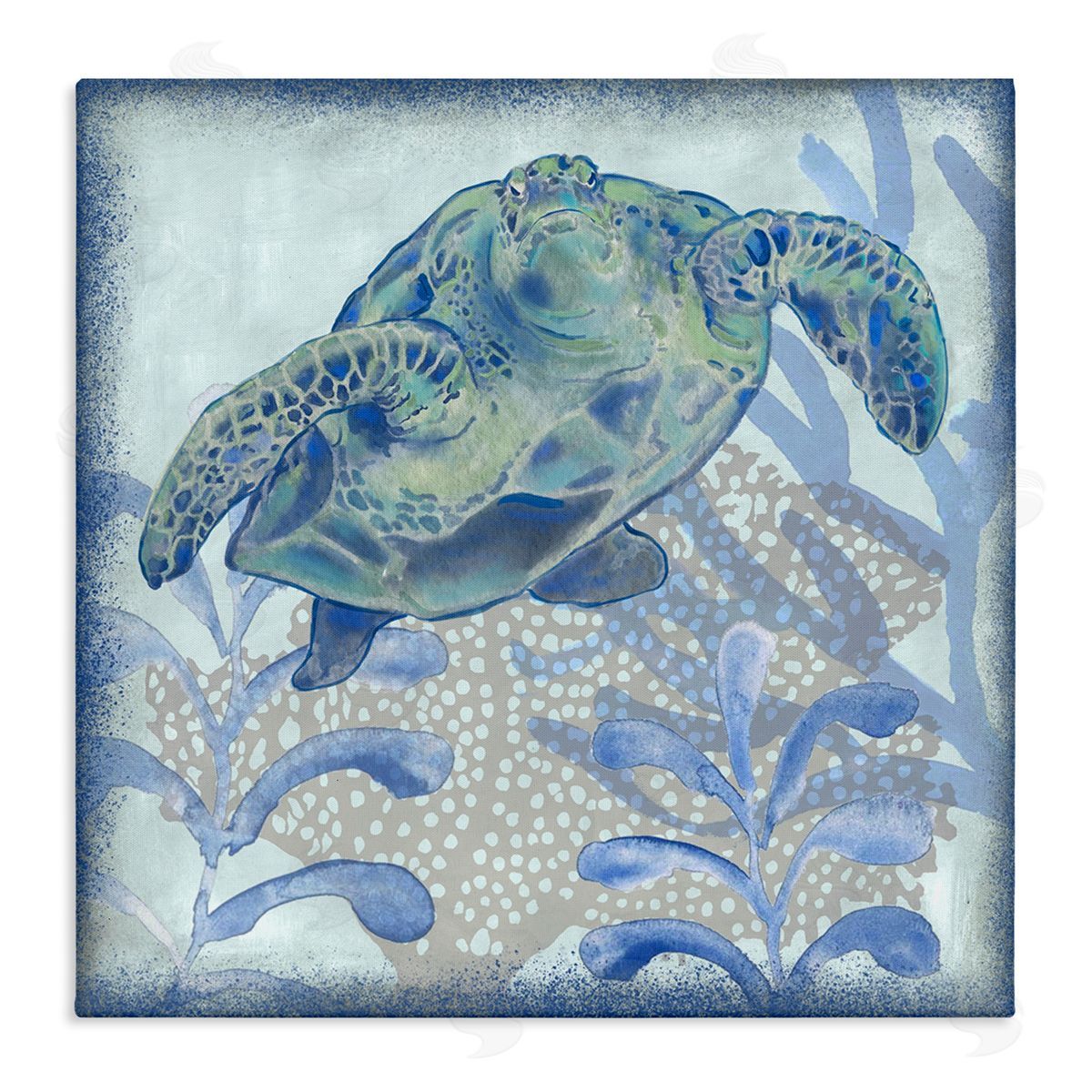 Erica Christopher Vivid Tortoise Layered Aquatic Plants Stretched Canvas Wall Art Print