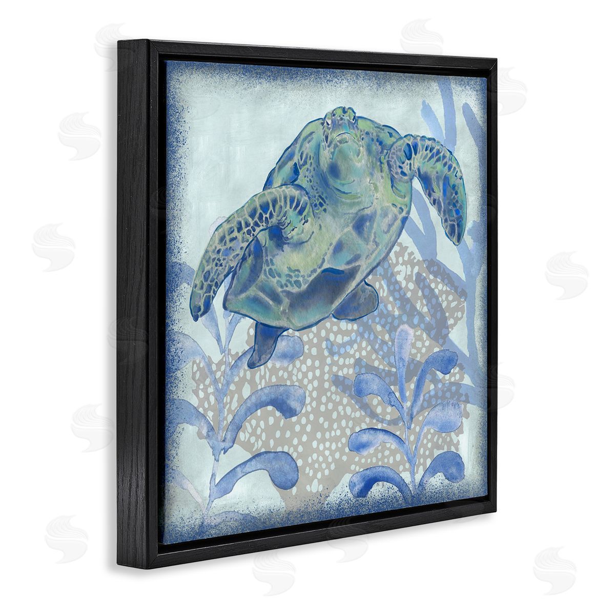 Erica Christopher Vivid Tortoise Layered Aquatic Plants Black Floating Frame Canvas Wall Art Print
