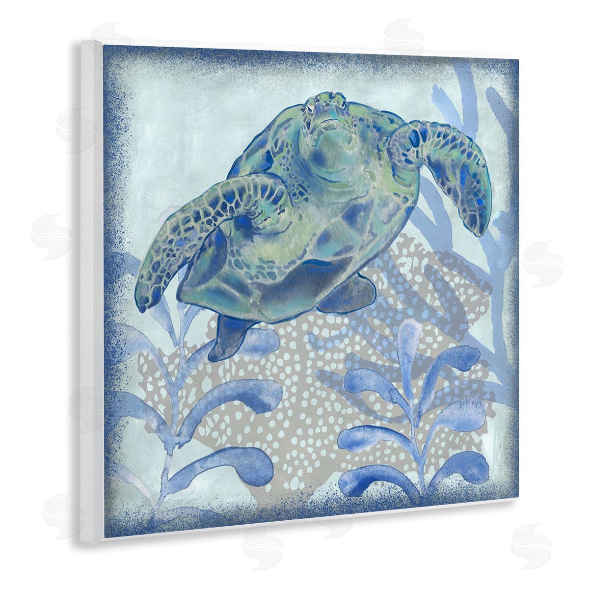 Erica Christopher Vivid Tortoise Layered Aquatic Plants Wooden Wall Plaque Art Print