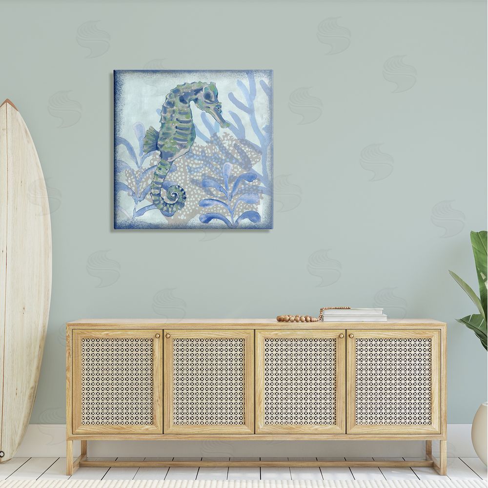 Erica Christopher Seahorse Underwater Coral Botanicals Canvas Wall Art in Room