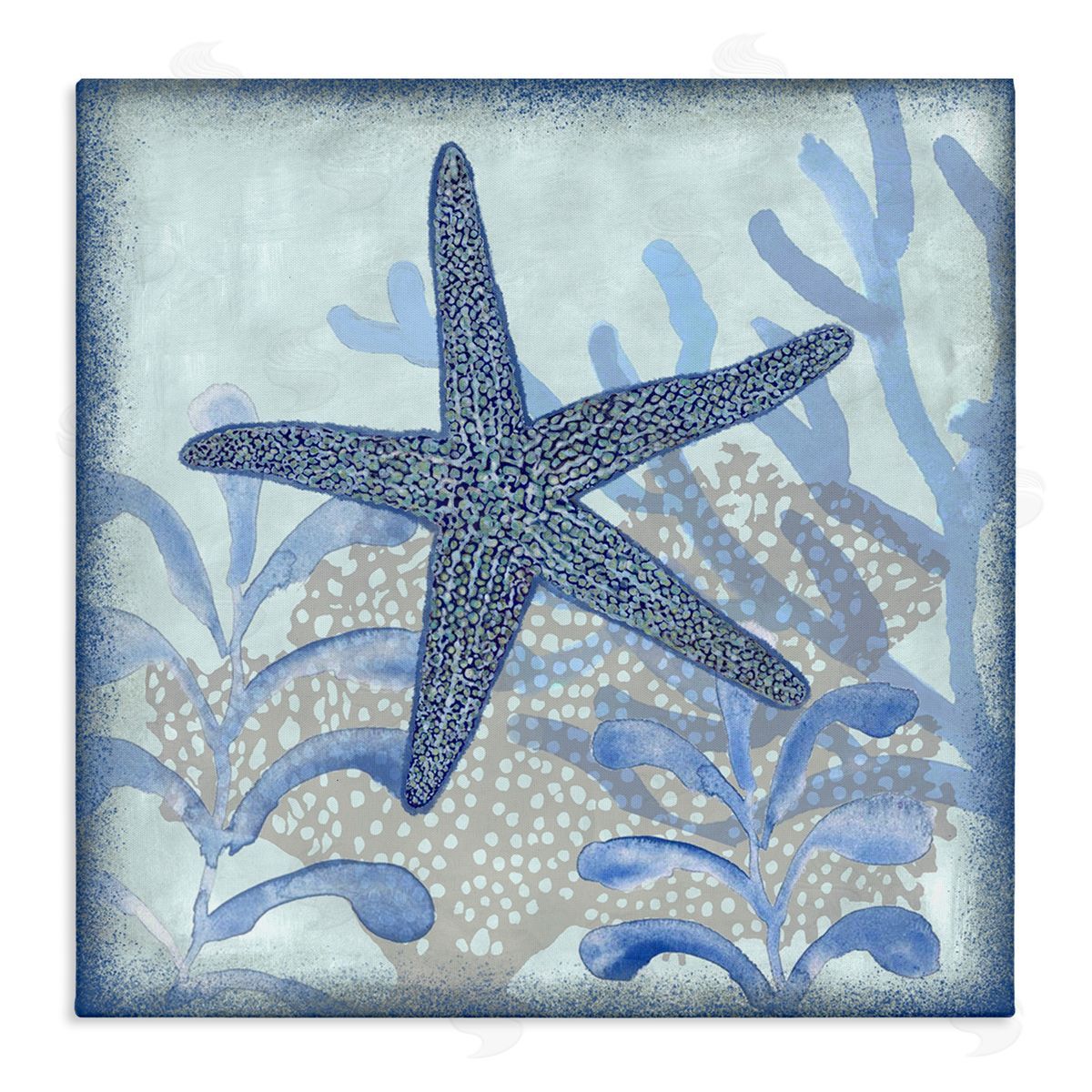 Erica Christopher Vivid Blue Starfish Marine Life Stretched Canvas Wall Art Print