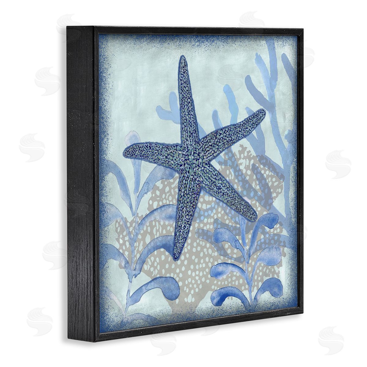 Erica Christopher Vivid Blue Starfish Marine Life Black Framed Glicee Wall Art Print