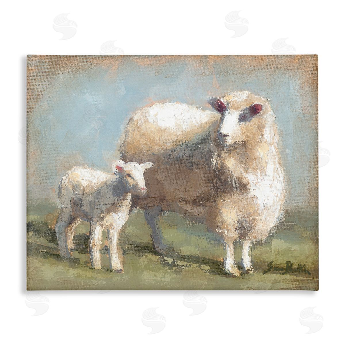Sheep & Lamb Family Farm Canvas Wall Art, Home Decor by Sara Baker