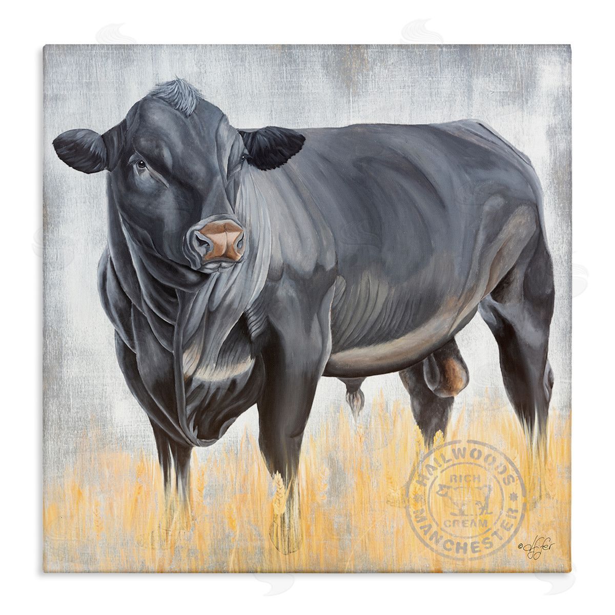 Diane Fifer Stoic Cattle Farm Portrait Stretched Canvas Wall Art Print