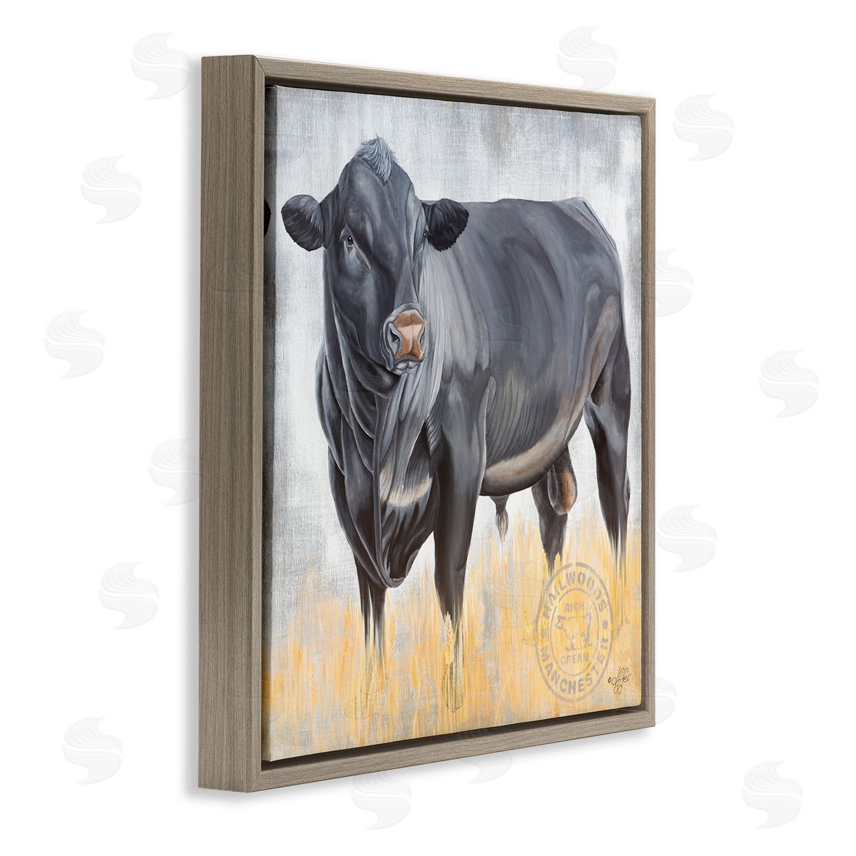 Diane Fifer Stoic Cattle Farm Portrait Brown Floating Frame Canvas Wall Art Print
