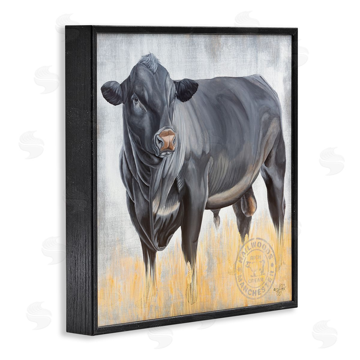 Diane Fifer Stoic Cattle Farm Portrait Black Framed Glicee Wall Art Print
