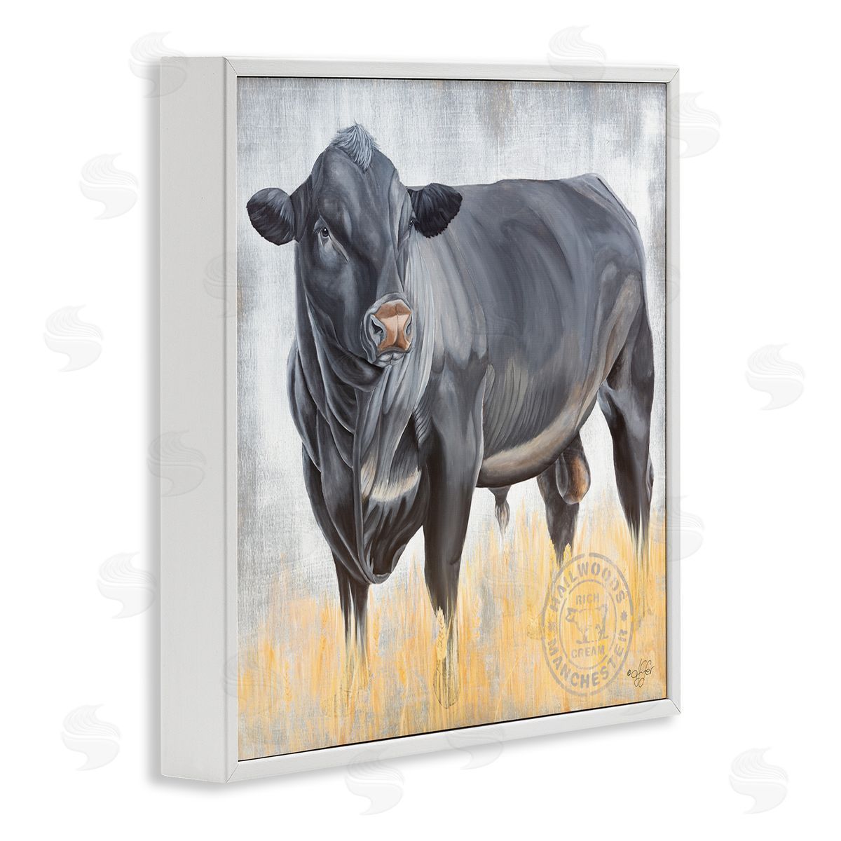 Diane Fifer Stoic Cattle Farm Portrait White Framed Glicee Wall Art Print