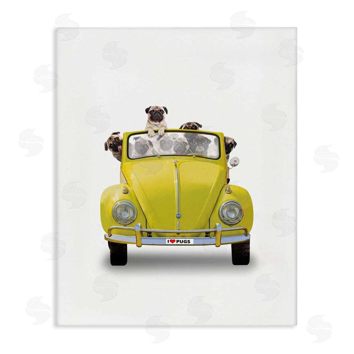 John Hovenstine Yellow Antique Car Love Pugs