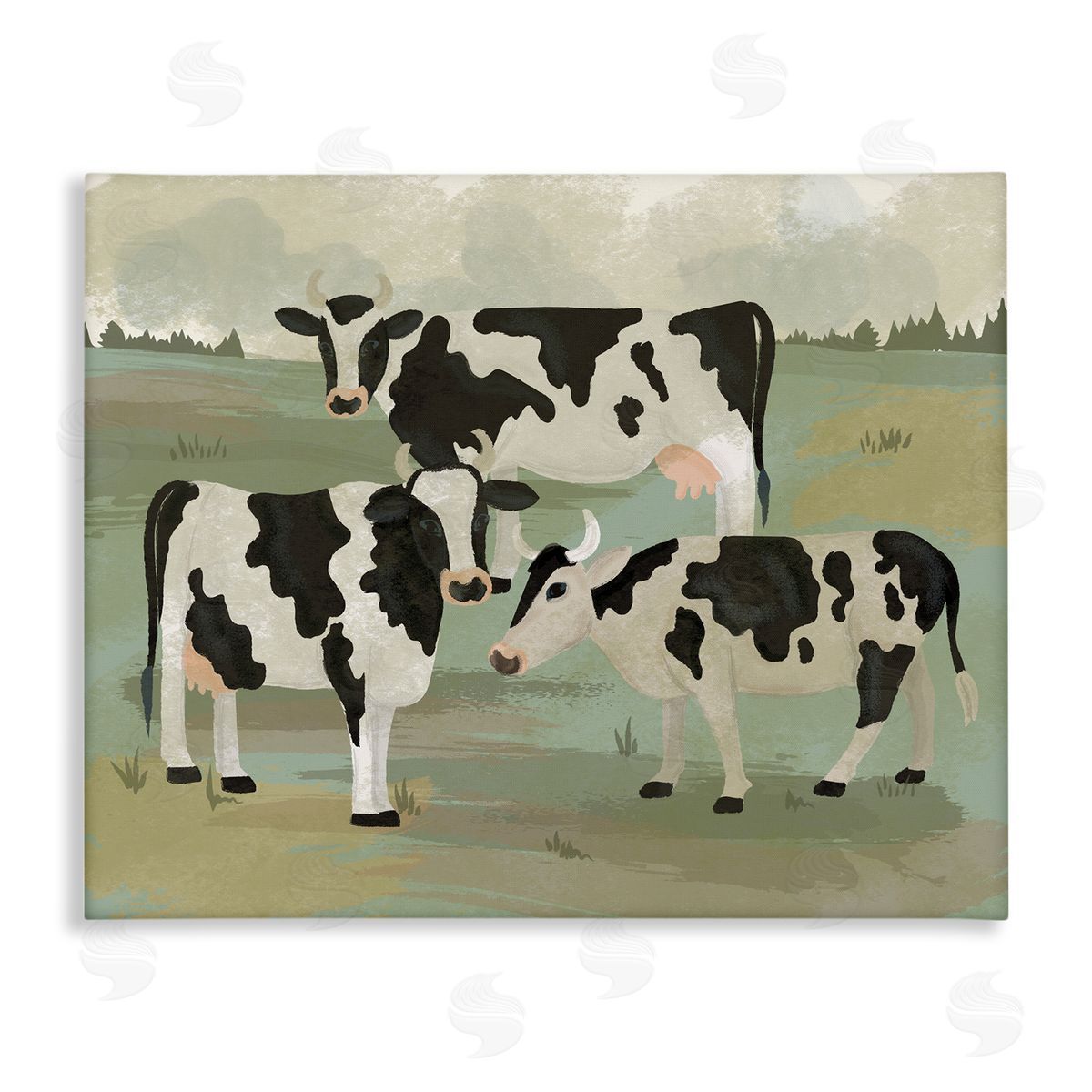Lisa Perry Whitebutton Rural Cows Grazing Trio