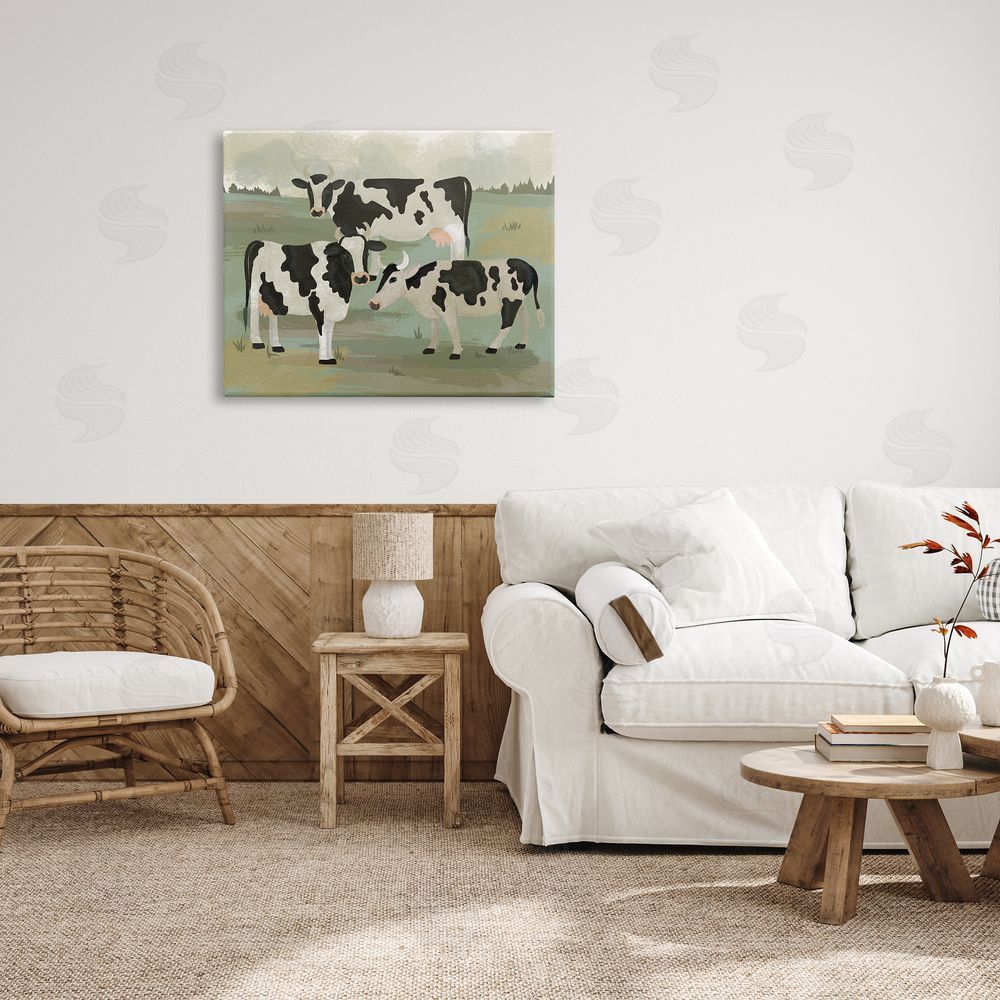Lisa Perry Whitebutton Rural Cows Grazing Trio