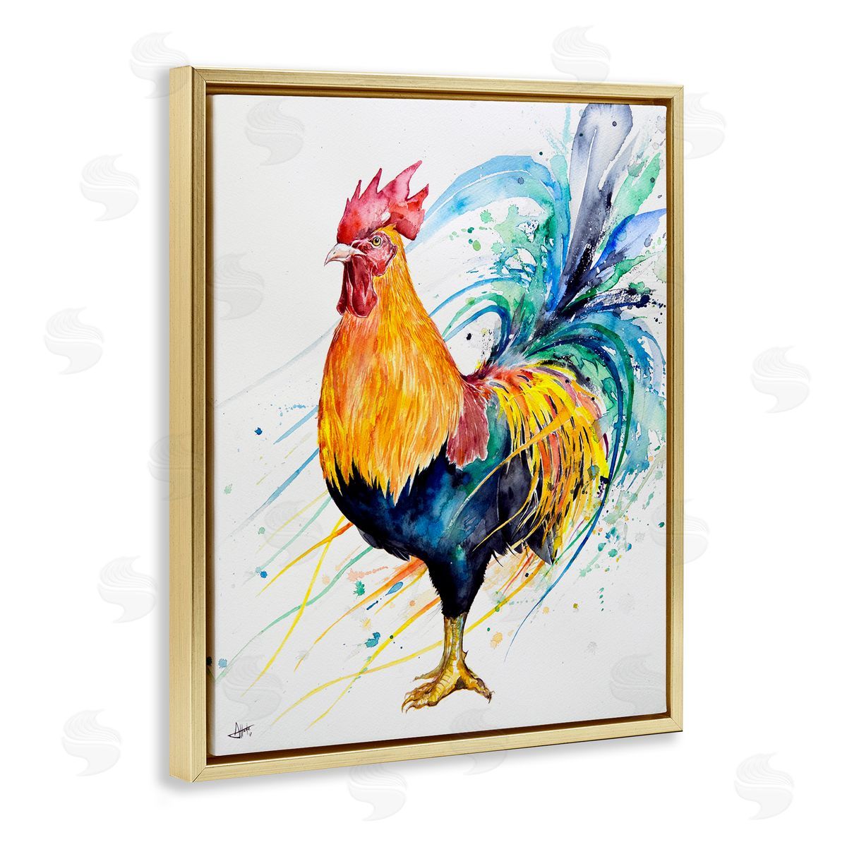 Marc Allante Modern Rooster Rainbow Splatter