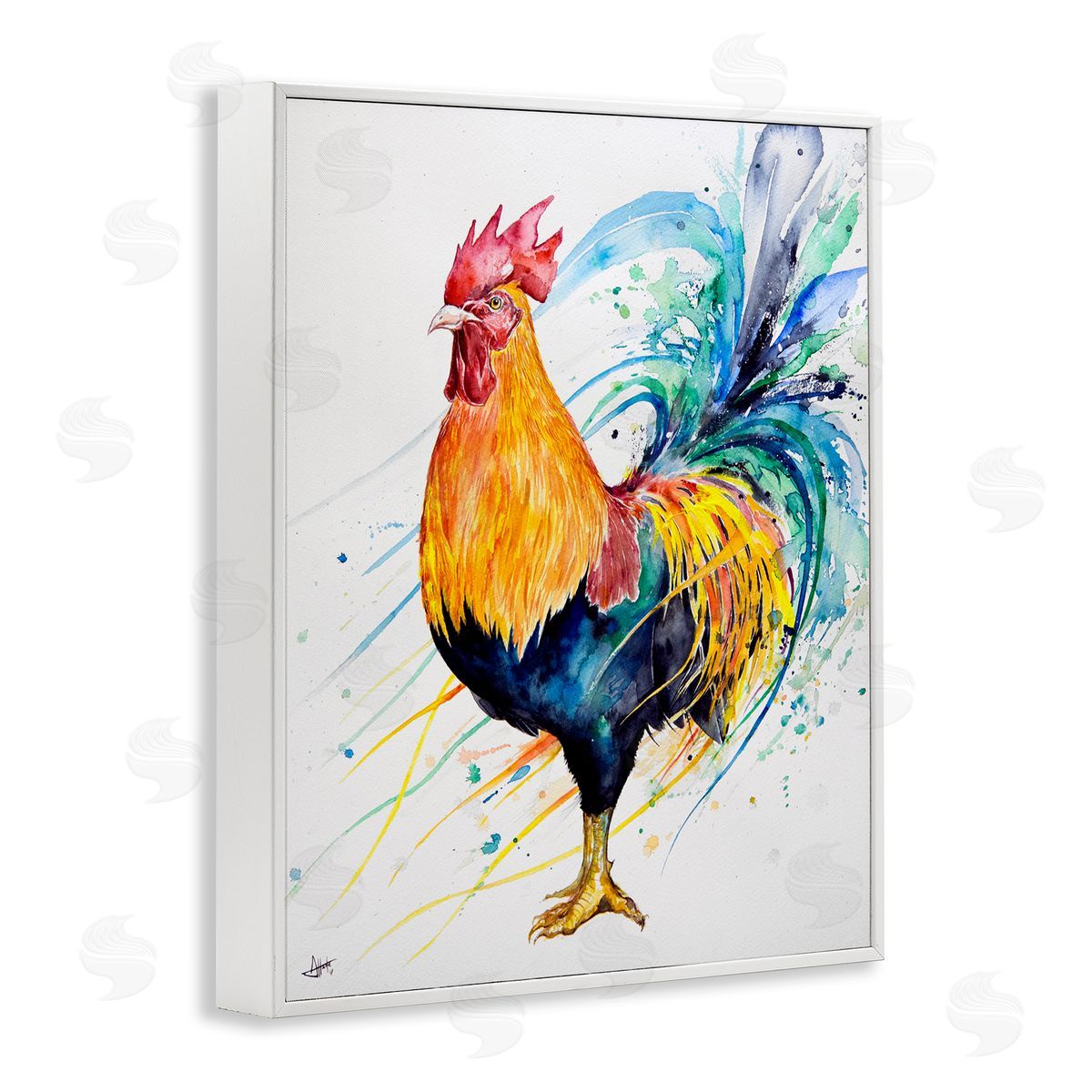 Marc Allante Modern Rooster Rainbow Splatter