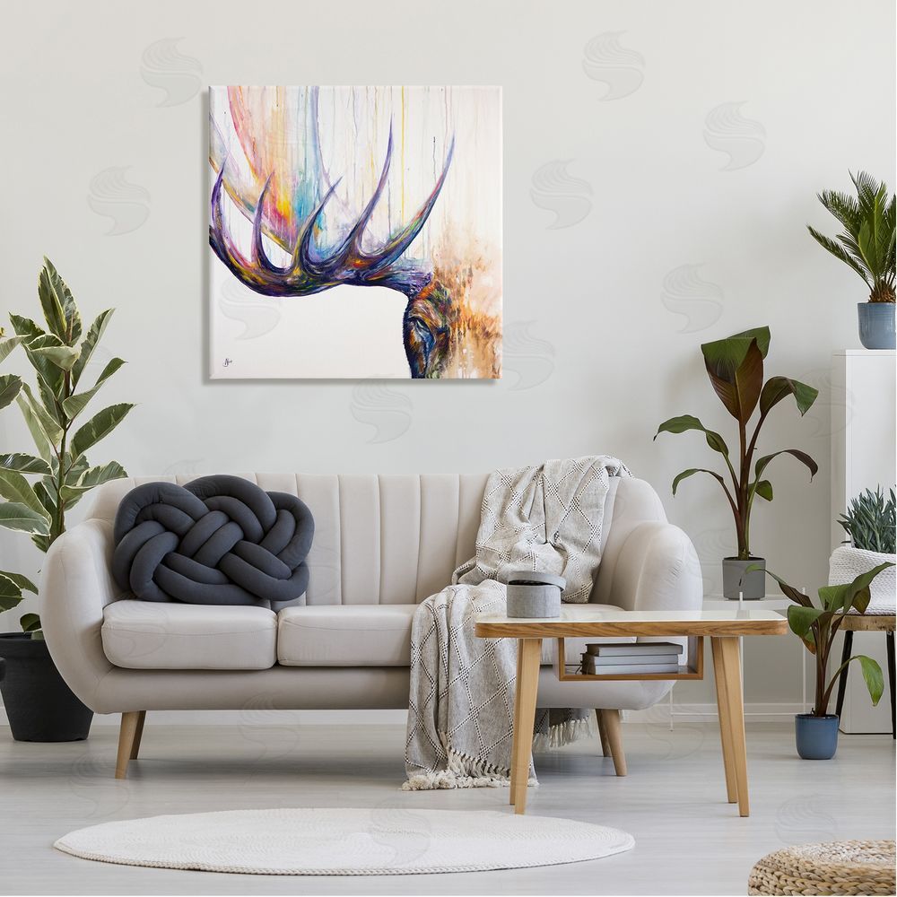Marc Allante Wildlife Elk Antler Portrait Canvas Wall Art in Room
