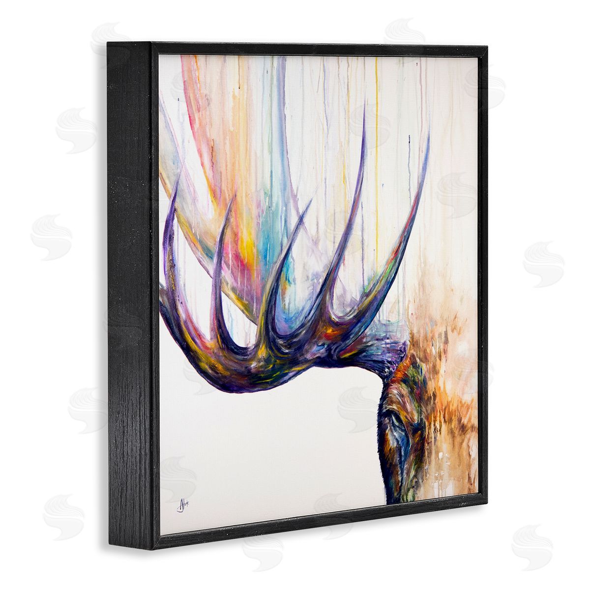 Marc Allante Wildlife Elk Antler Portrait Black Framed Glicee Wall Art Print