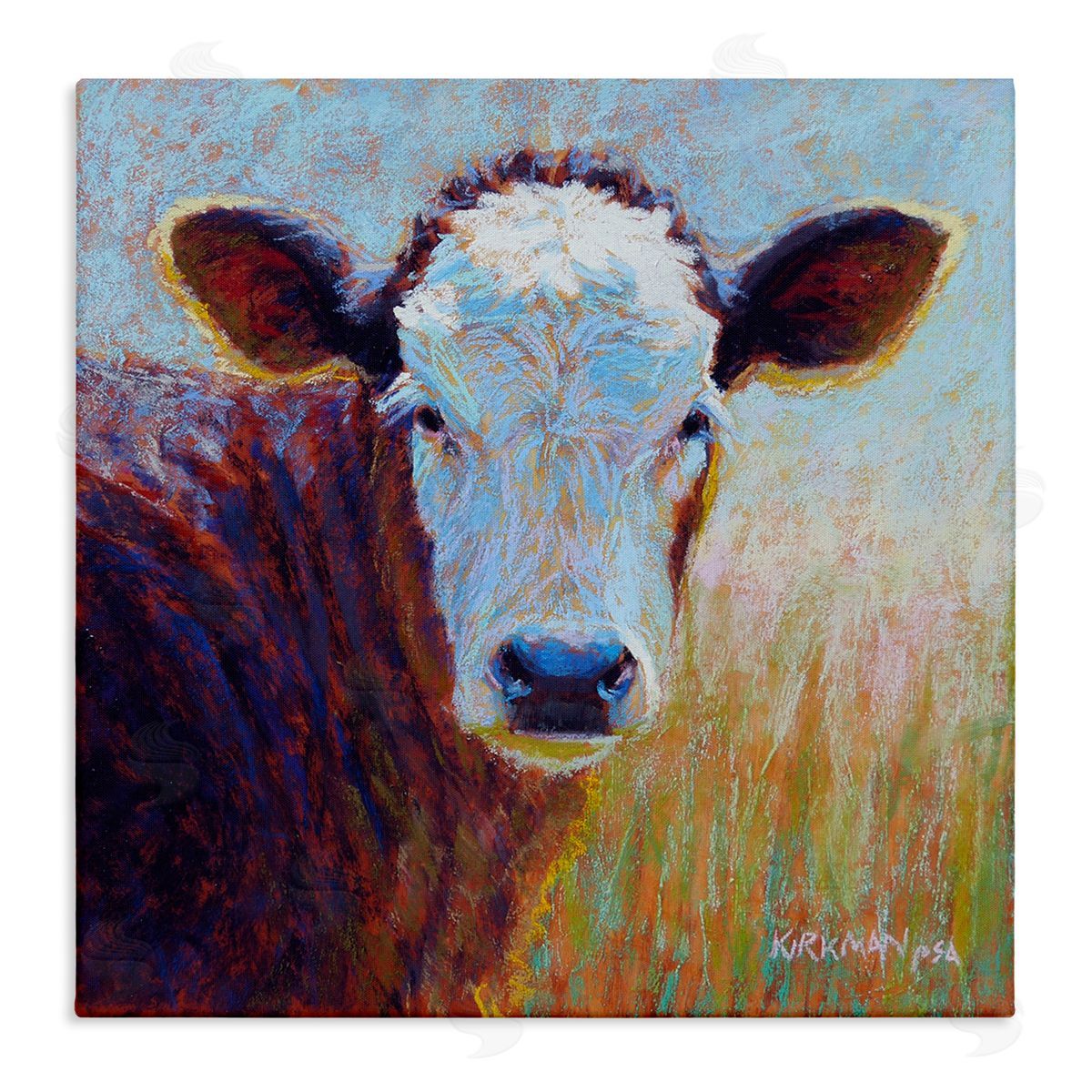 Rita Kirkman Country Cow Gazing Painting Stretched Canvas Wall Art Print