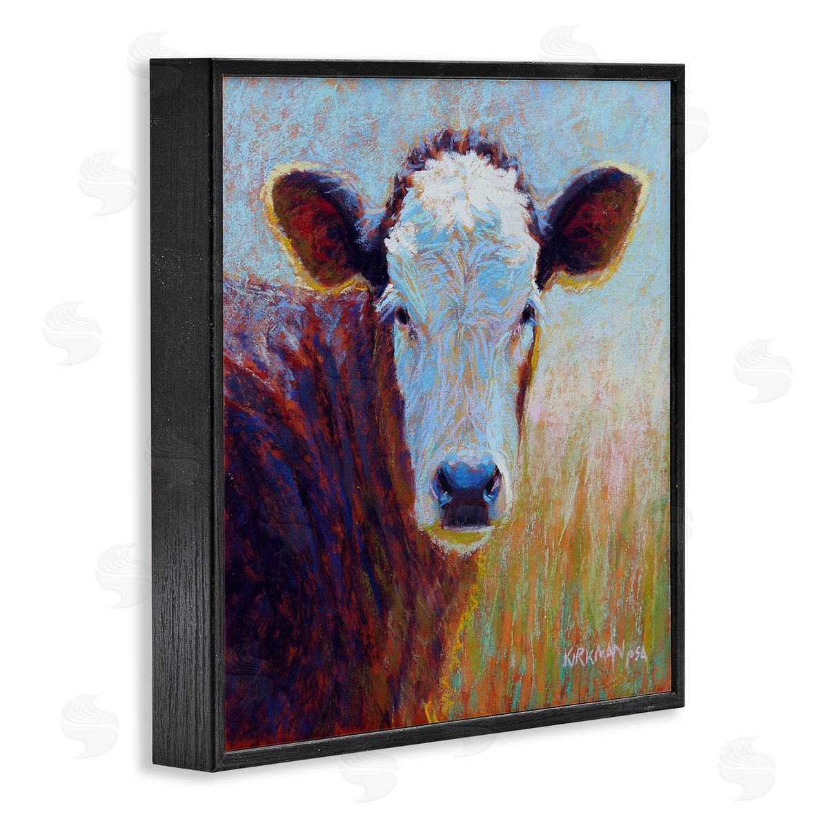 Rita Kirkman Country Cow Gazing Painting Black Framed Glicee Wall Art Print