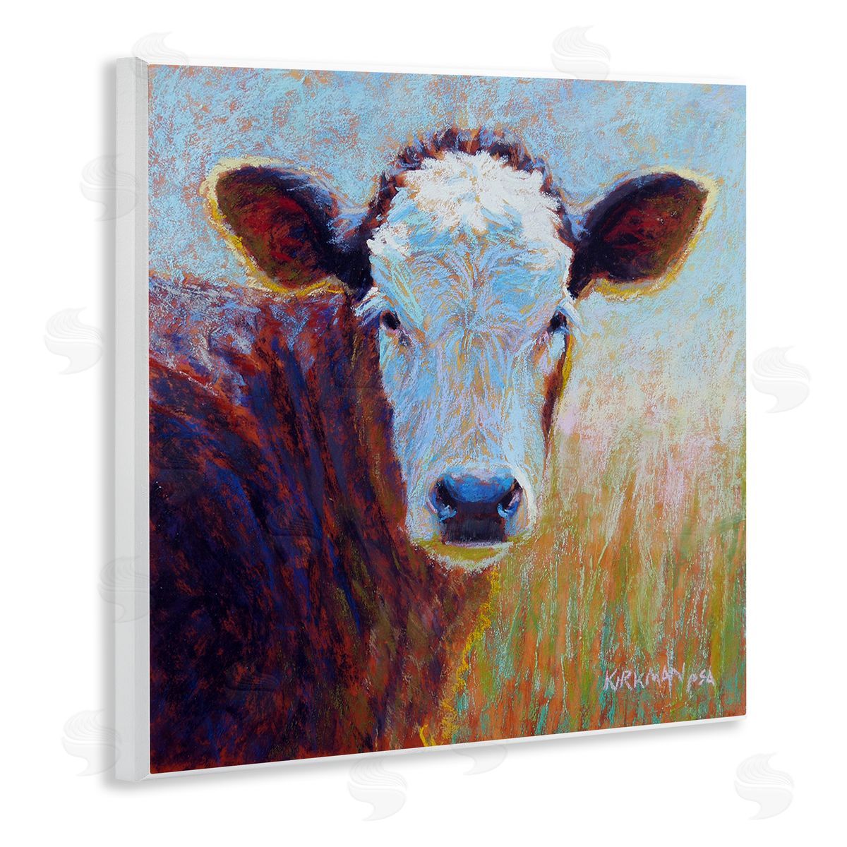 Rita Kirkman Country Cow Gazing Painting Wooden Wall Plaque Art Print