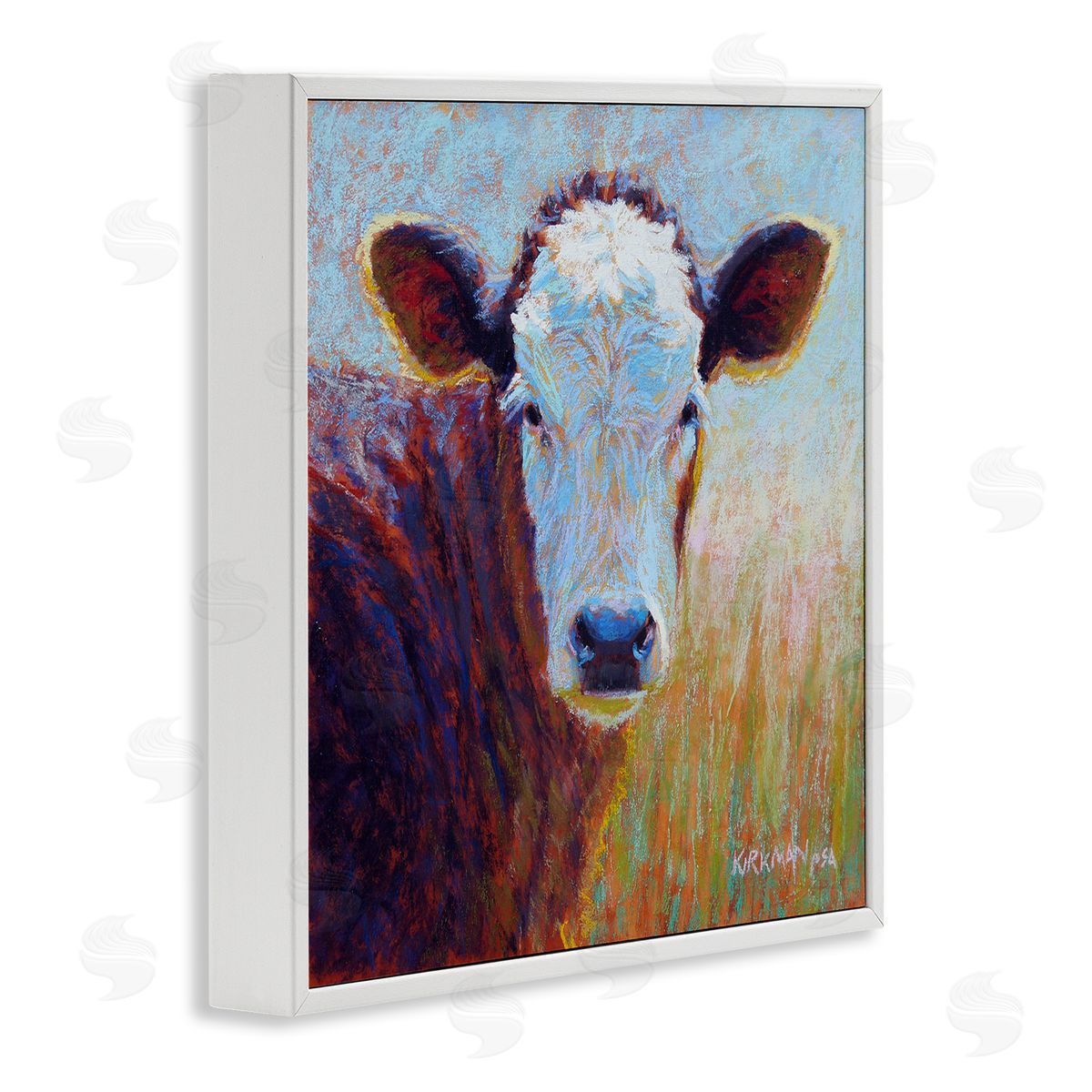 Rita Kirkman Country Cow Gazing Painting White Framed Glicee Wall Art Print