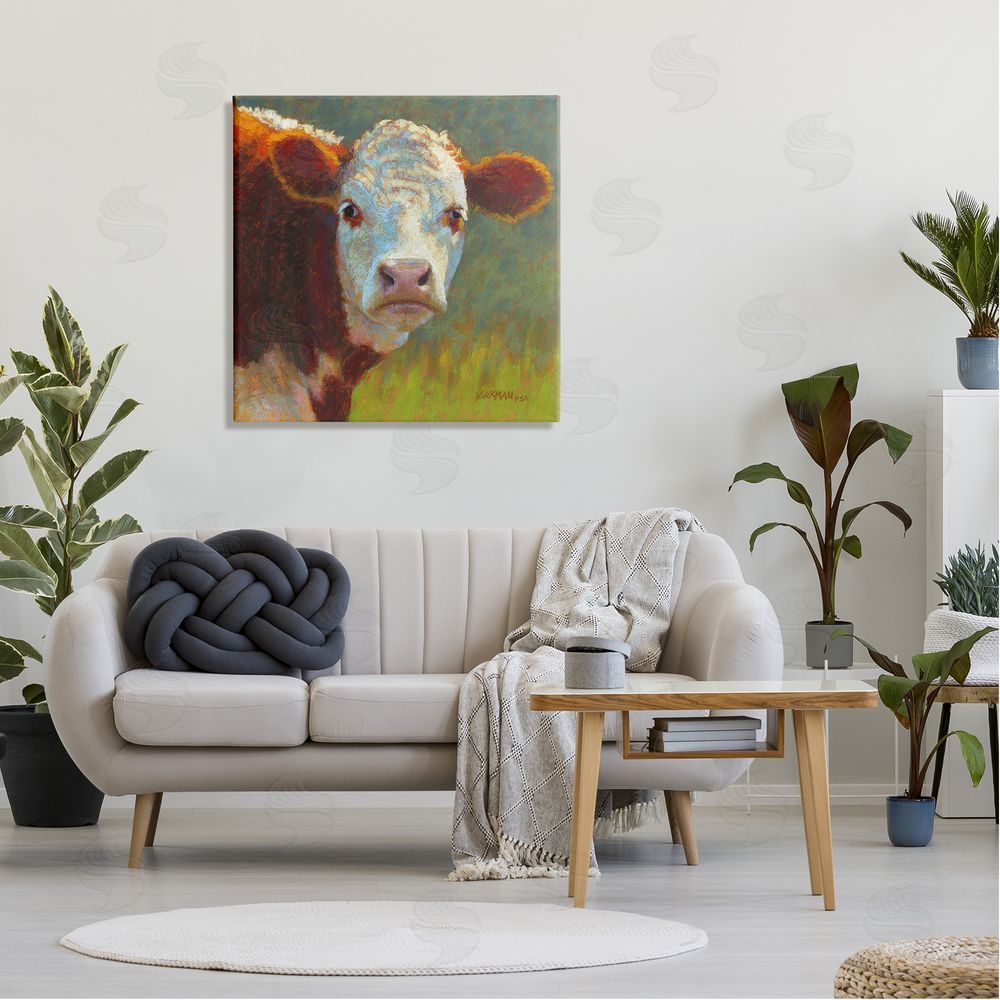 Rita Kirkman Rural Wildlife Cow Portrait Canvas Wall Art in Room