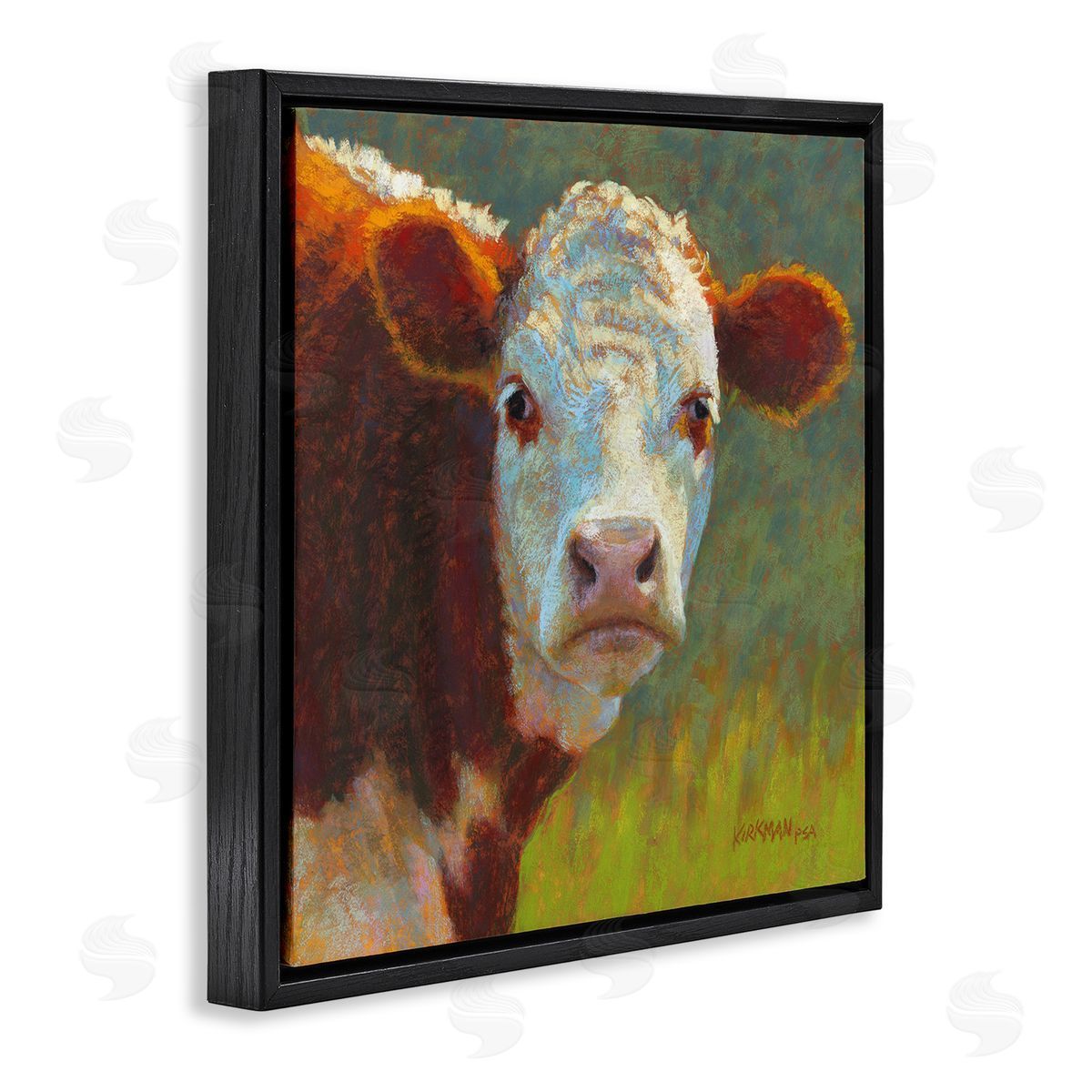 Rita Kirkman Rural Wildlife Cow Portrait Black Floating Frame Canvas Wall Art Print