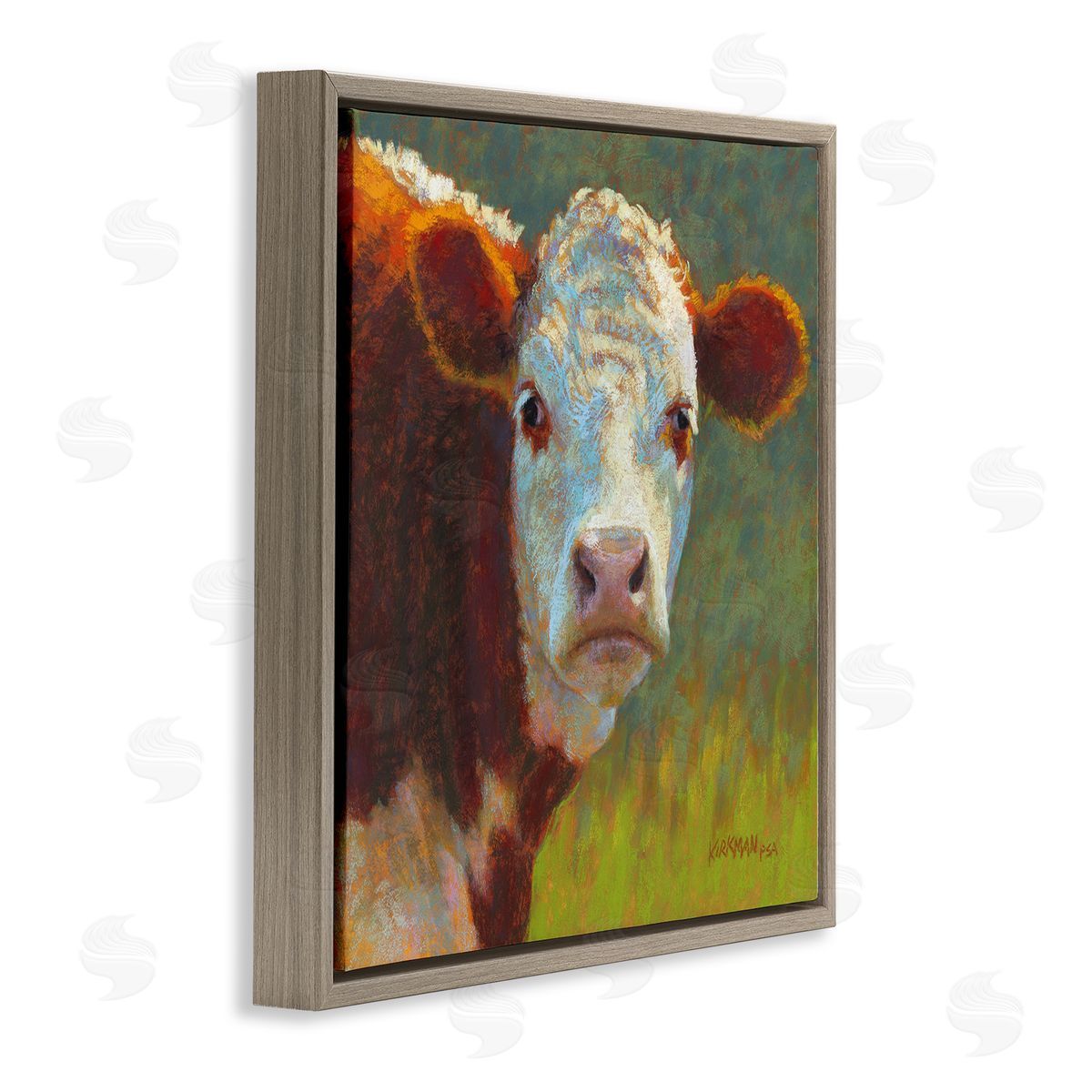 Rita Kirkman Rural Wildlife Cow Portrait Brown Floating Frame Canvas Wall Art Print