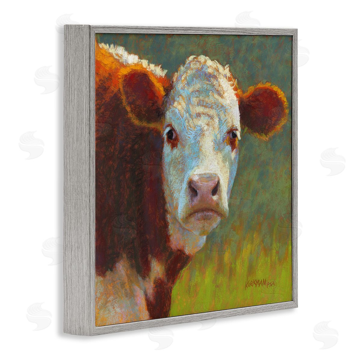Rita Kirkman Rural Wildlife Cow Portrait Gray Framed Glicee Wall Art Print