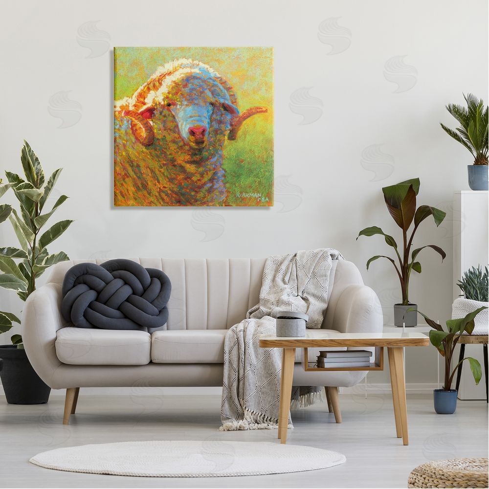 Rita Kirkman Impressionist Sheep Country Portrait Canvas Wall Art in Room