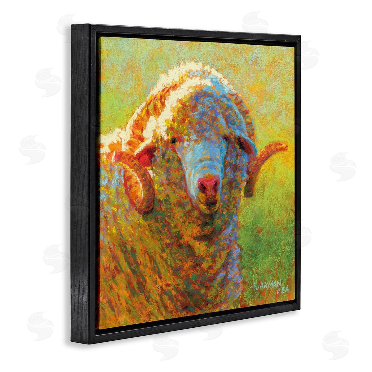 Rita Kirkman Impressionist Sheep Country Portrait Black Floating Frame Canvas Wall Art Print