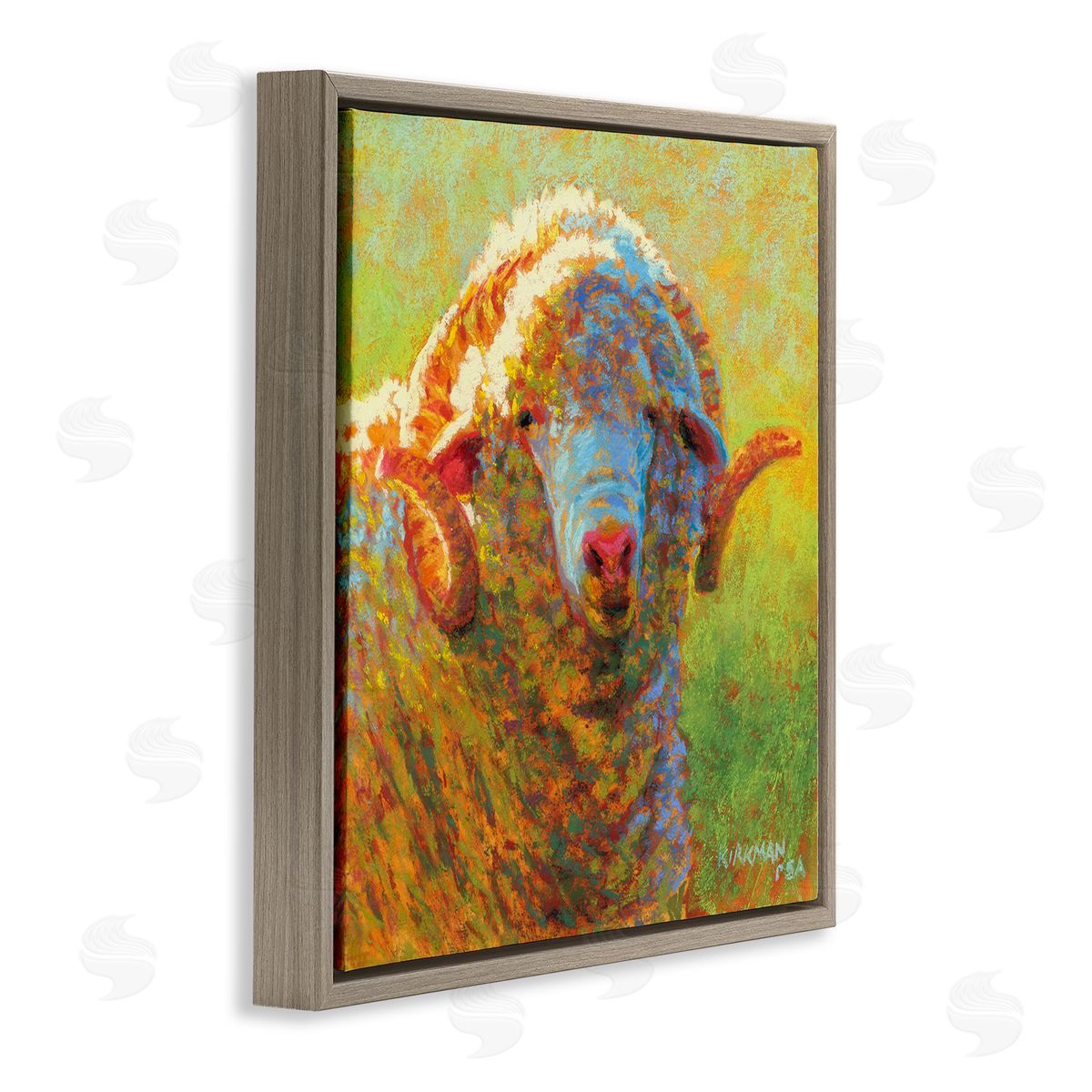 Rita Kirkman Impressionist Sheep Country Portrait Brown Floating Frame Canvas Wall Art Print