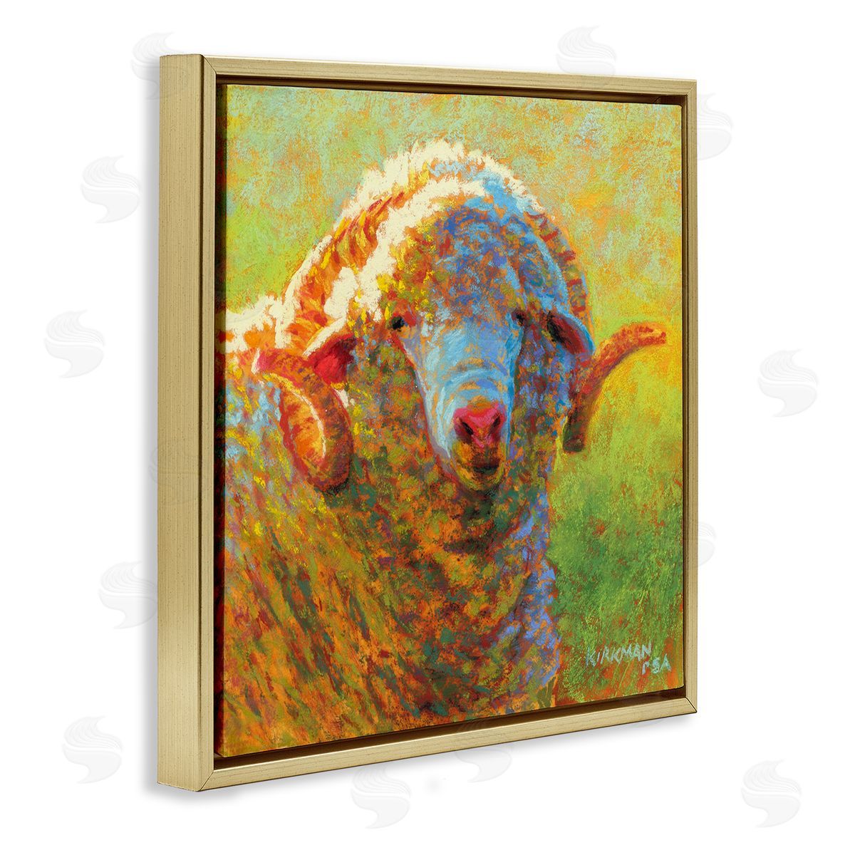 Rita Kirkman Impressionist Sheep Country Portrait Gold Floating Frame Canvas Wall Art Print