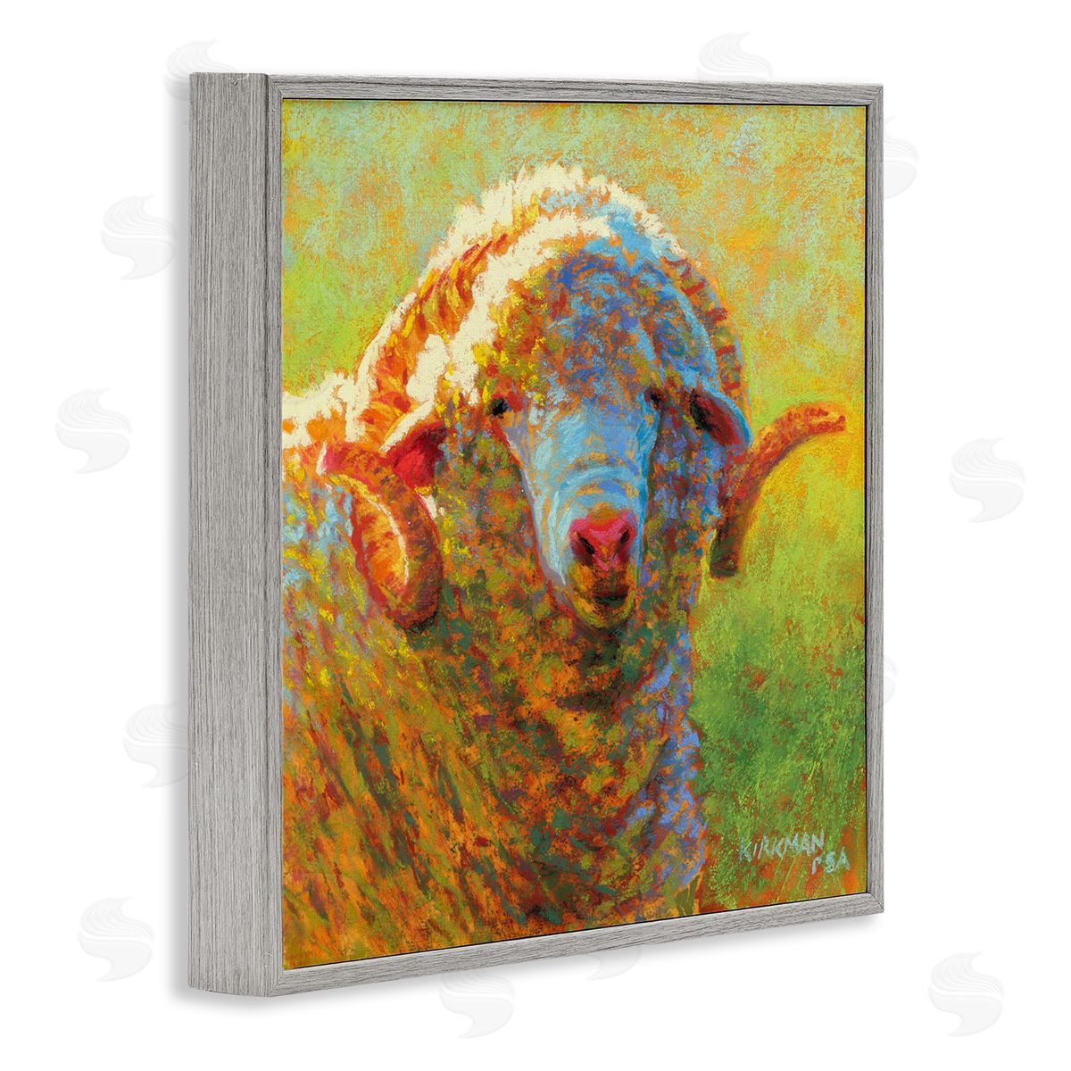 Rita Kirkman Impressionist Sheep Country Portrait Gray Framed Glicee Wall Art Print