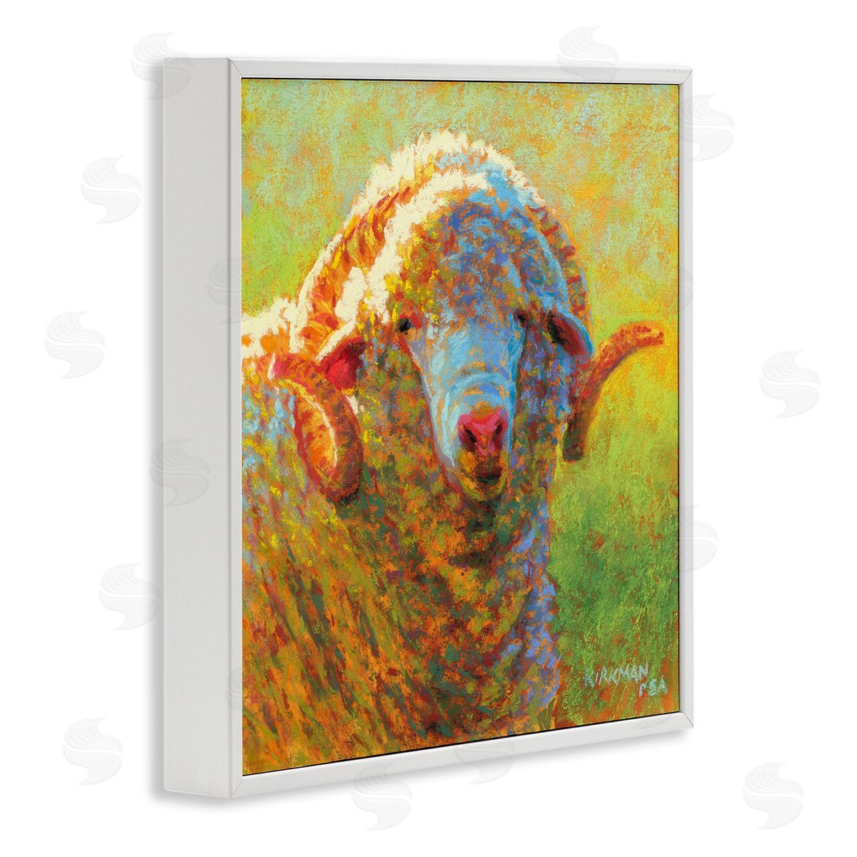 Rita Kirkman Impressionist Sheep Country Portrait White Framed Glicee Wall Art Print