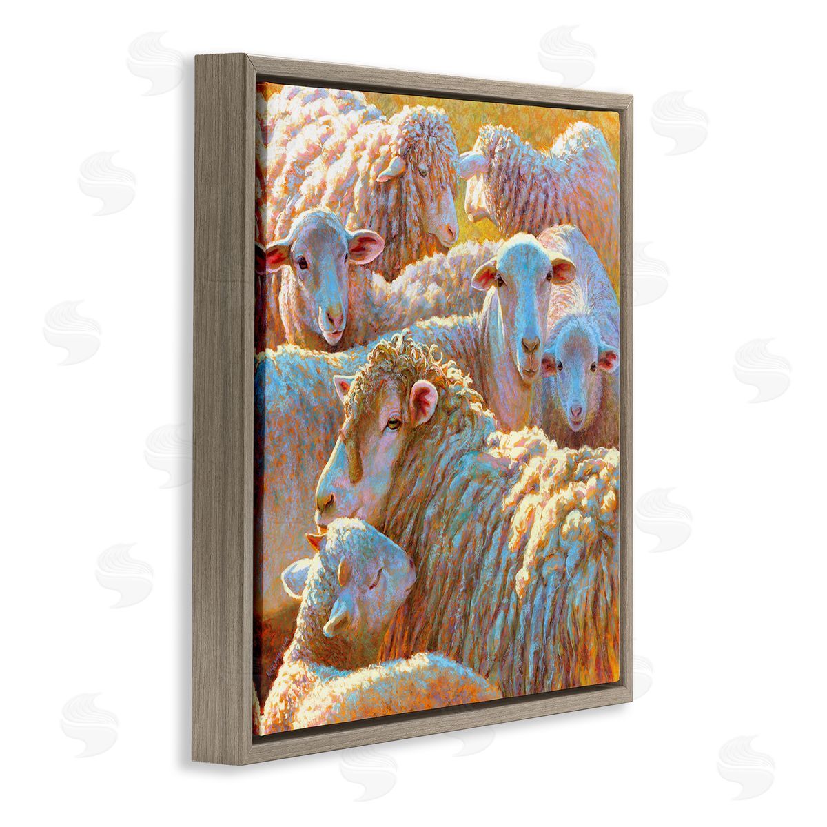 Rita Kirkman Sheep Herd Farm Animals Brown Floating Frame Canvas Wall Art Print