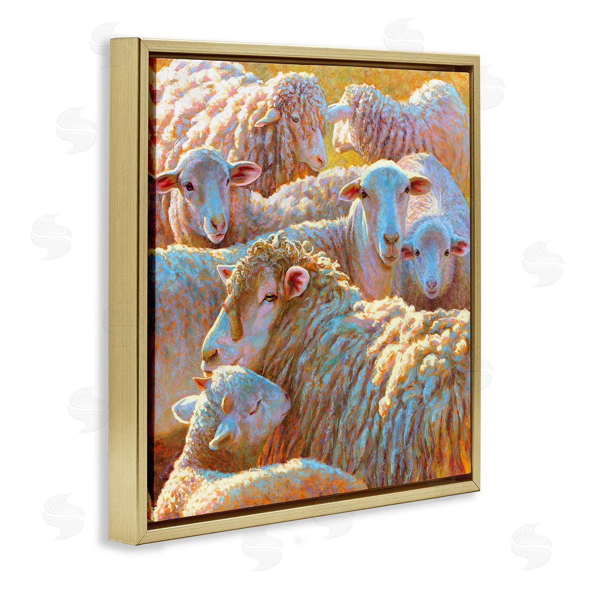 Rita Kirkman Sheep Herd Farm Animals Gold Floating Frame Canvas Wall Art Print