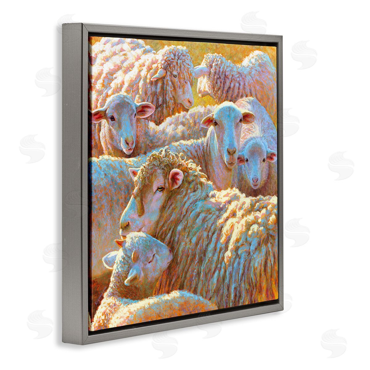 Rita Kirkman Sheep Herd Farm Animals Gray Floating Frame Canvas Wall Art Print
