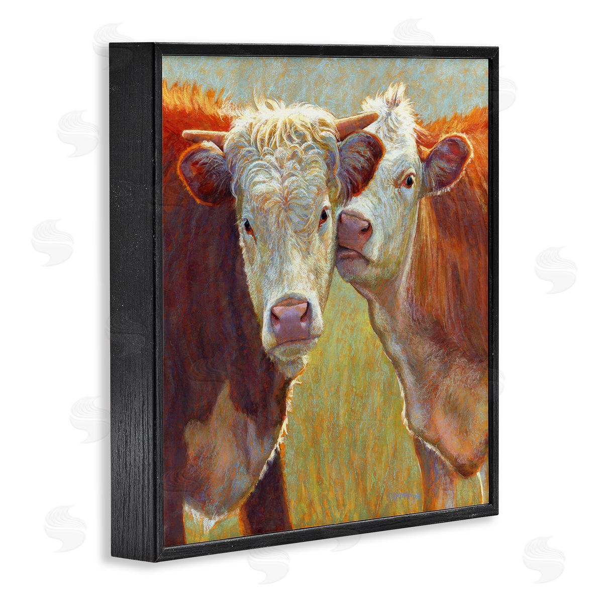 Rita Kirkman Kissing Cows Farm Animals Black Framed Glicee Wall Art Print