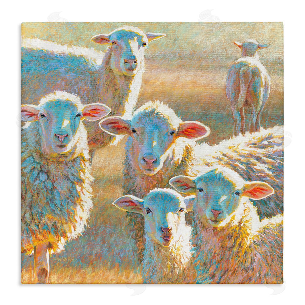 Rita Kirkman Modern Country Sheep Farm Animals Stretched Canvas Wall Art Print