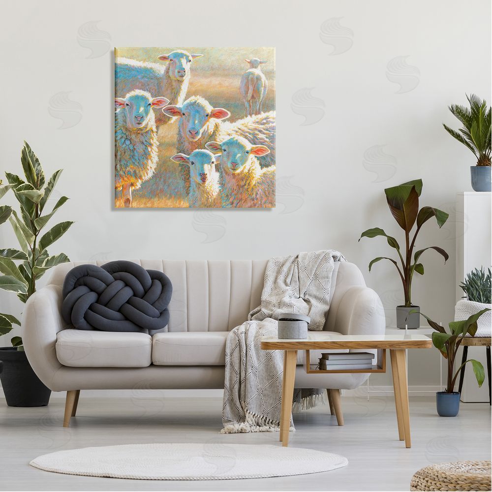 Rita Kirkman Modern Country Sheep Farm Animals Canvas Wall Art in Room