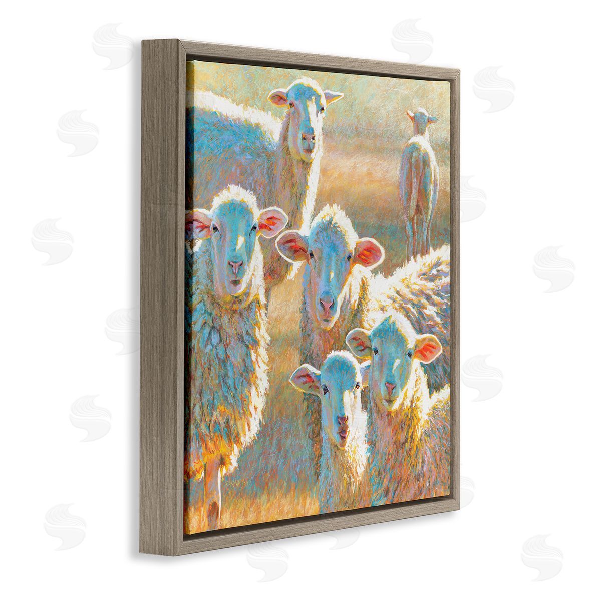 Rita Kirkman Modern Country Sheep Farm Animals Brown Floating Frame Canvas Wall Art Print