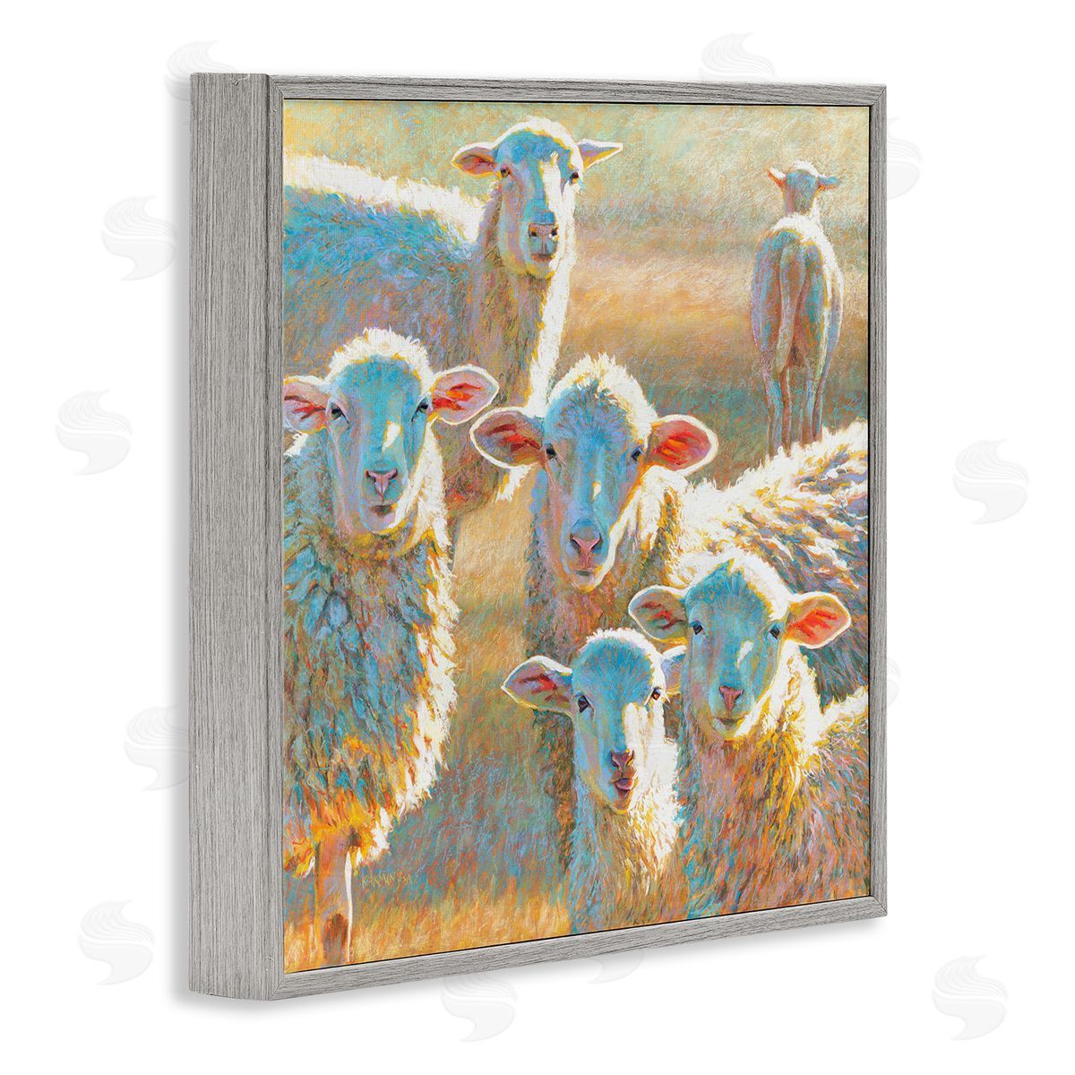 Rita Kirkman Modern Country Sheep Farm Animals Gray Framed Glicee Wall Art Print