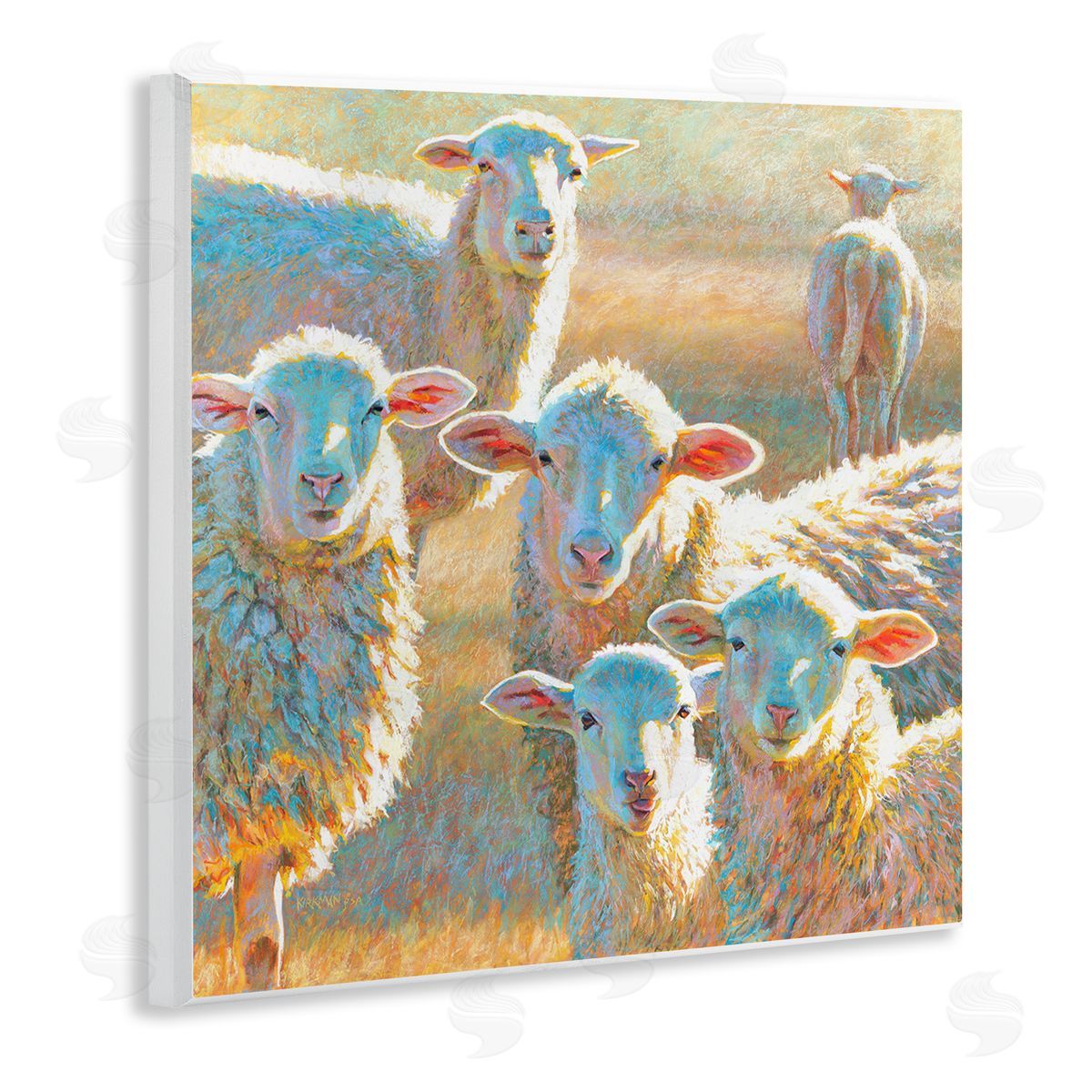 Rita Kirkman Modern Country Sheep Farm Animals Wooden Wall Plaque Art Print