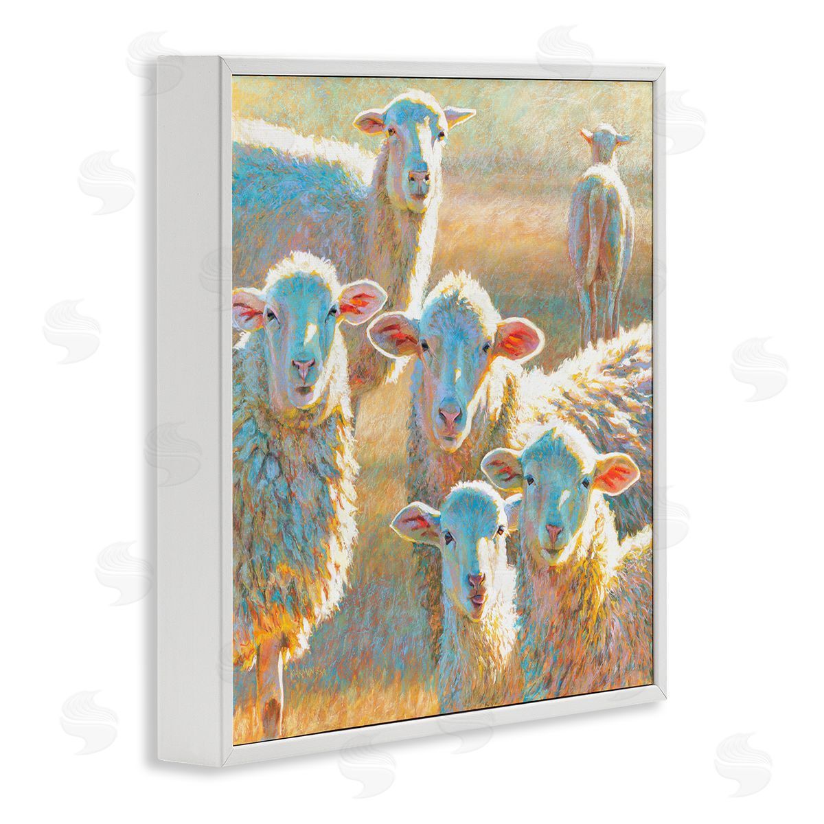 Rita Kirkman Modern Country Sheep Farm Animals White Framed Glicee Wall Art Print