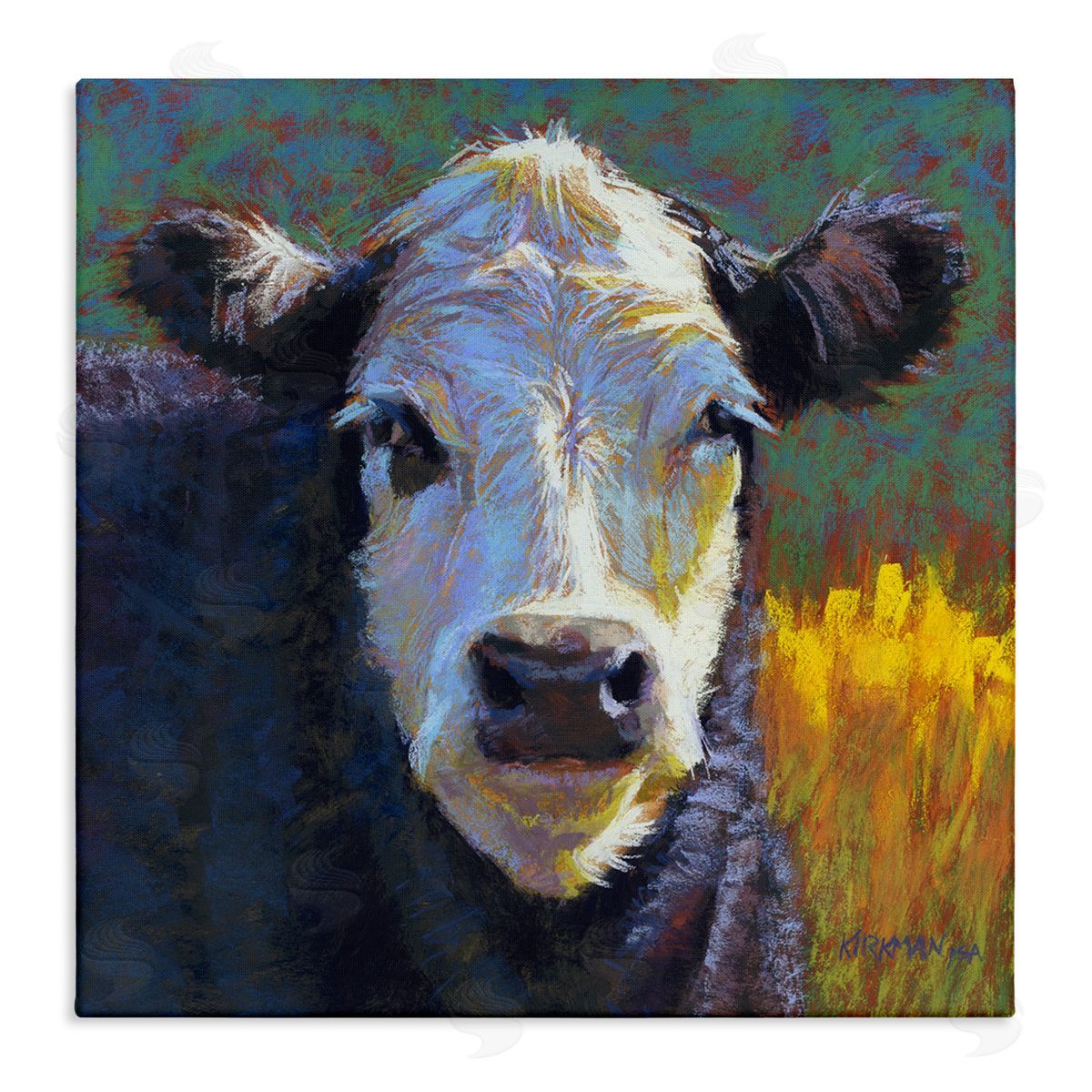 Rita Kirkman Fuzzy Cow Farm Animal Portrait Stretched Canvas Wall Art Print