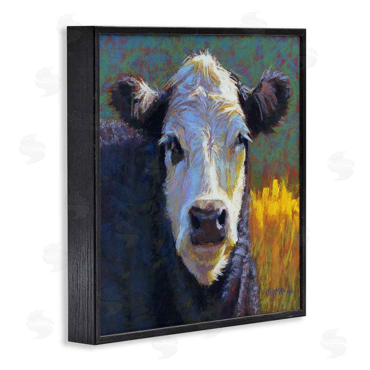 Rita Kirkman Fuzzy Cow Farm Animal Portrait Black Framed Glicee Wall Art Print