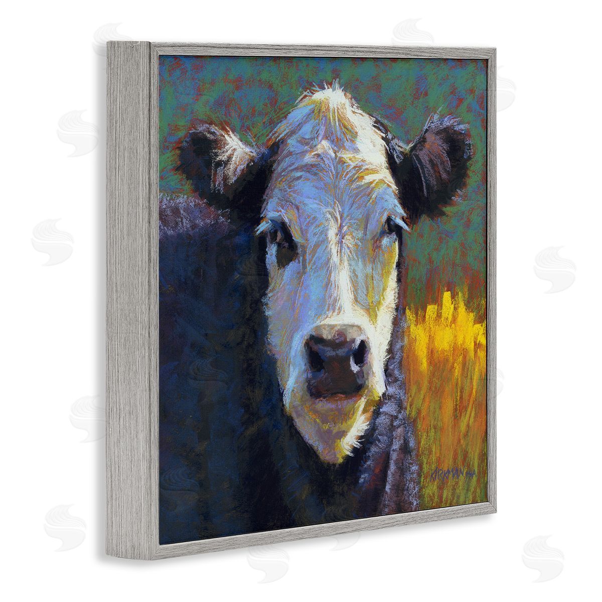 Rita Kirkman Fuzzy Cow Farm Animal Portrait Gray Framed Glicee Wall Art Print