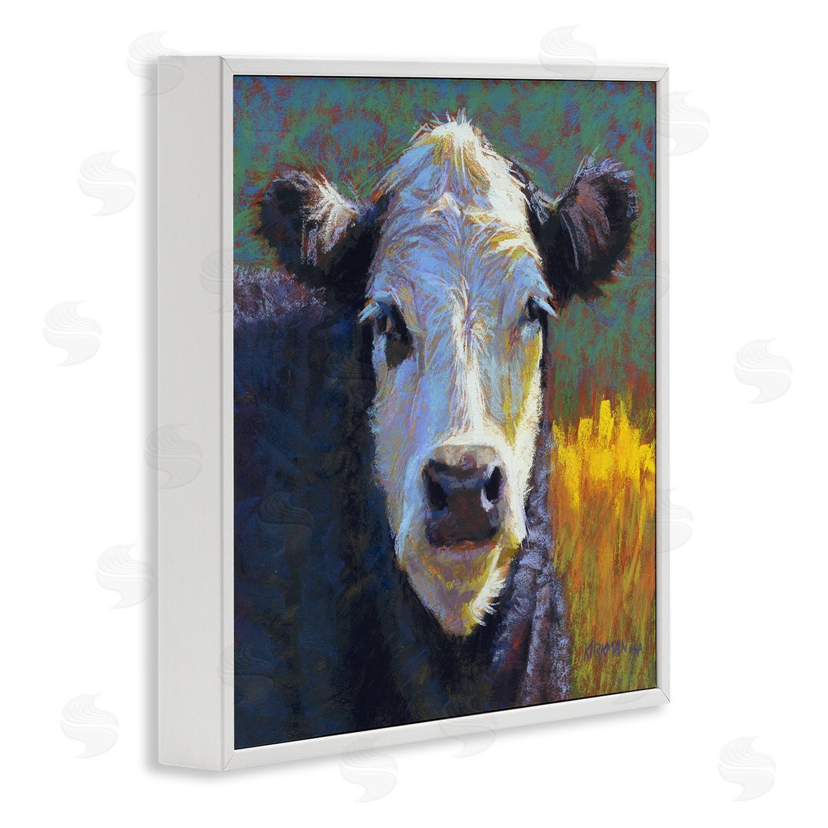Rita Kirkman Fuzzy Cow Farm Animal Portrait White Framed Glicee Wall Art Print