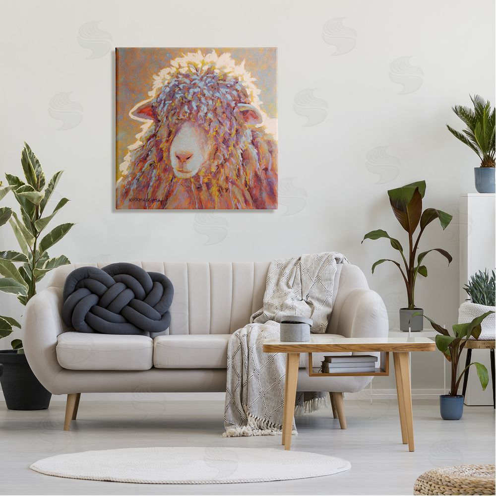 Rita Kirkman Wooly Sheep Animal Portrait Canvas Wall Art in Room