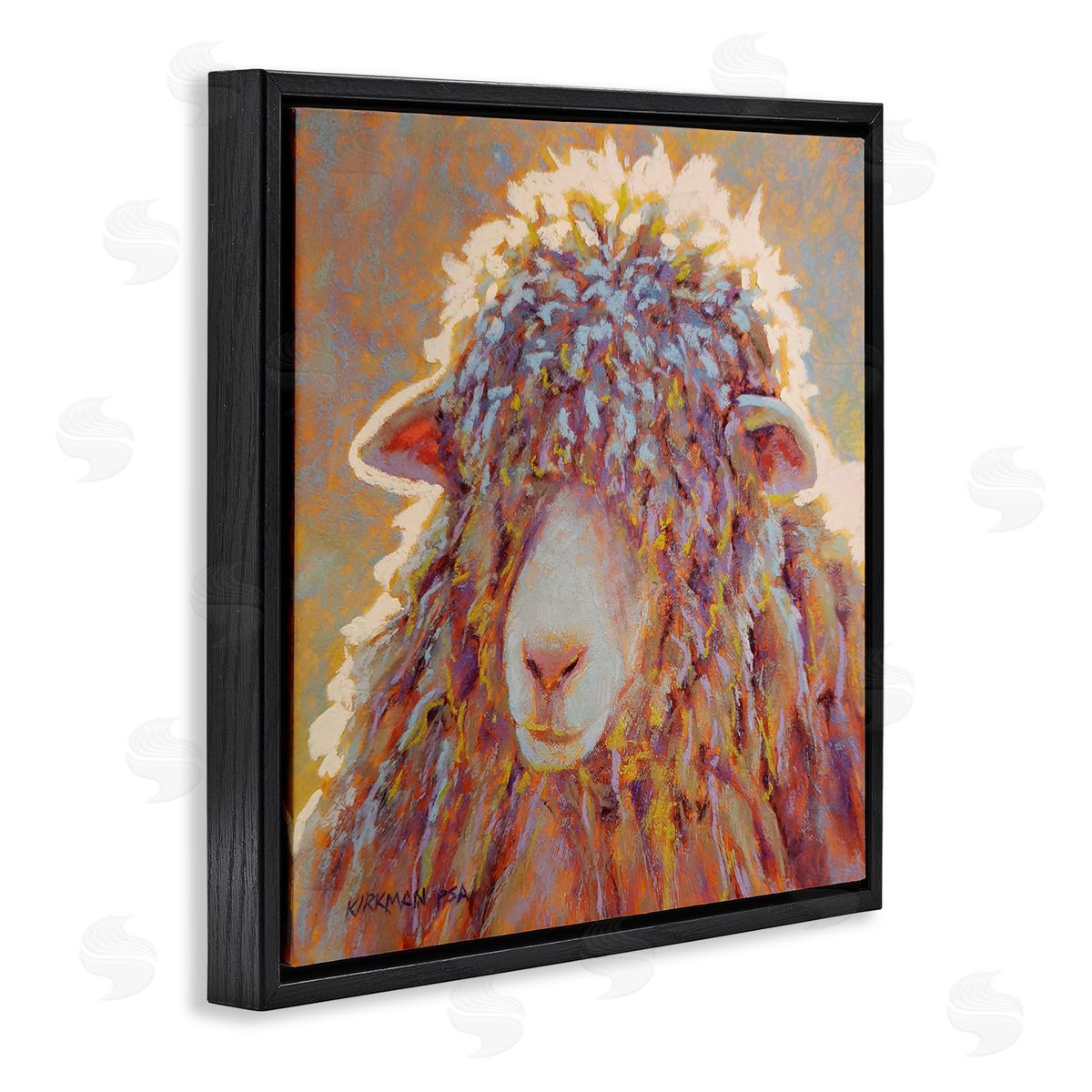 Rita Kirkman Wooly Sheep Animal Portrait Black Floating Frame Canvas Wall Art Print