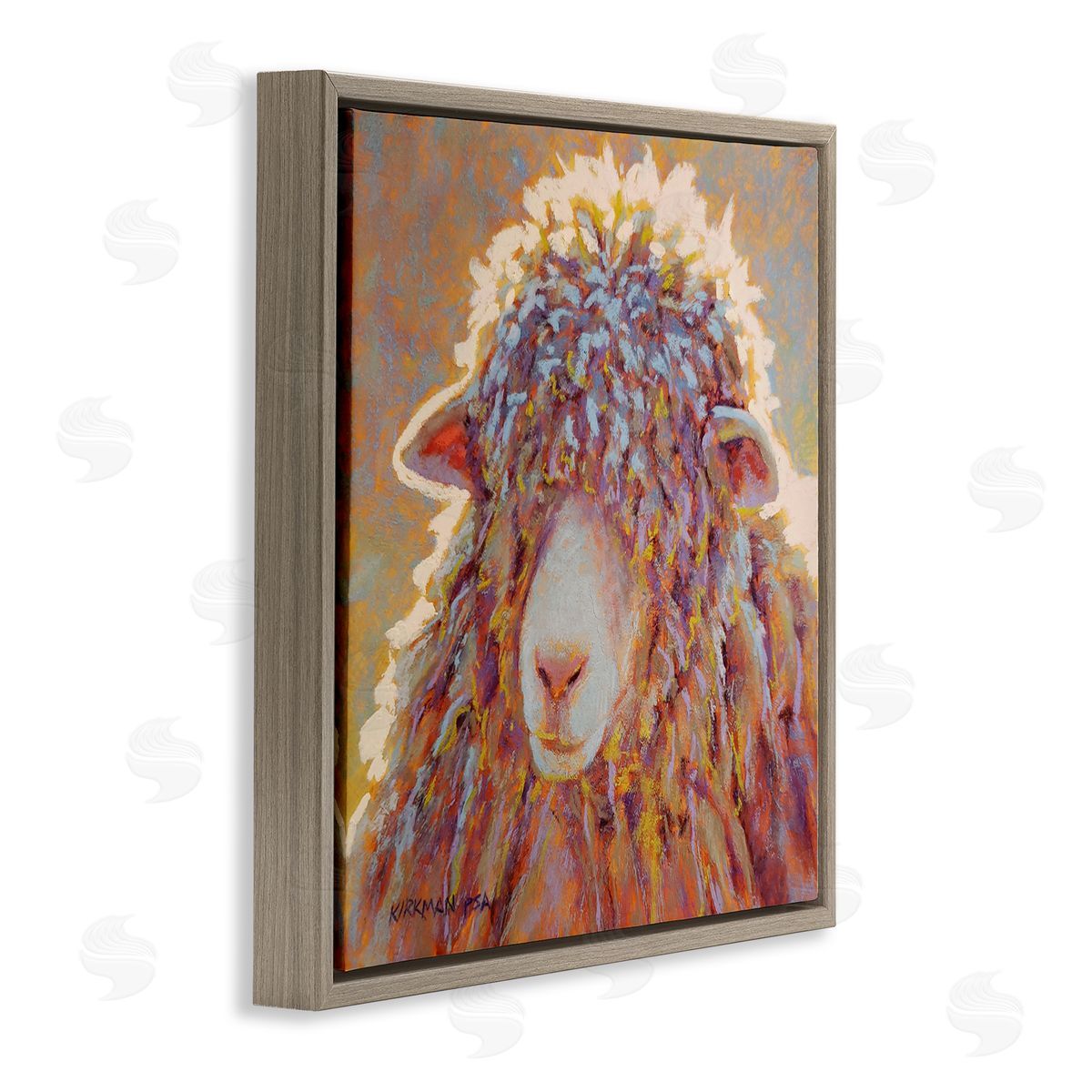 Rita Kirkman Wooly Sheep Animal Portrait Brown Floating Frame Canvas Wall Art Print