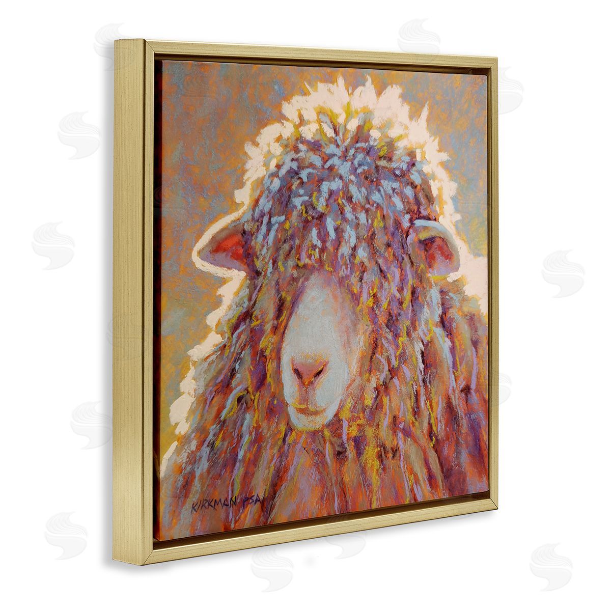 Rita Kirkman Wooly Sheep Animal Portrait Gold Floating Frame Canvas Wall Art Print
